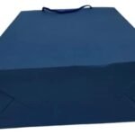 Paper Carry Bag-1, 190-200 gsm color kraft. Blue Color with Self Embossing, (10 * 15 * 4) inch, Pack of 25