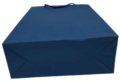 Paper Carry Bag-1, 190-200 gsm color kraft. Blue Color with Self Embossing, (10 * 15 * 4) inch, Pack of 25