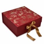 RBS®-MEDIUM Red Gift Box for Packing 26 x 26 x 10 cm Decorative Gift Packaging Box with Floral Design (1 Pack) Holds Upto 8 kg Ideal for Valentine’s Day Empty Gift Hampers (Dark Scarlet Gold Floral)