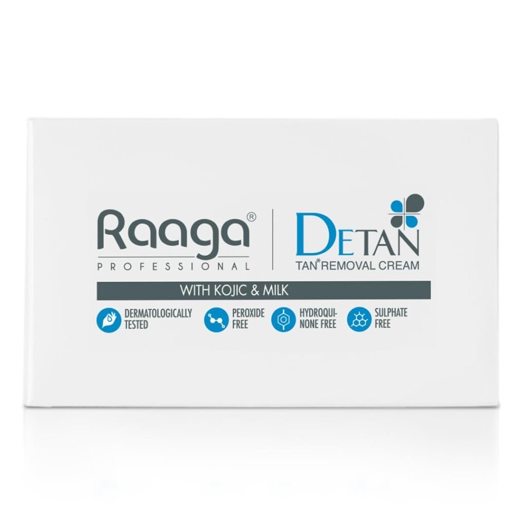 Raaga Professional DeTan Tan Removal Cream | Kojic & Milk | Reduces Tan, Dark Spots & Dullness | Dermatologically Tested, Peroxide & Sulphate Free – 72 g (12 g × 6)