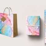 Sainet™ Gift Bags – Combo Paper Bags & Gift Wrapping Paper for Return Gifts, Small Gift Carry Bag, Gifting, Bags with Butter Paper and Thank You Card – Pack of 20, Pastel Paradise & Blue Pink Marble