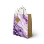Sainet™ Gift Bags – Paper Bags For Return Gifts – Paper Gift Bag – Small – Carry Bags For Gifting – Goodie Bags With Tissue & Thank You Card – Gift Covers – Pack of 100, Purple Marble