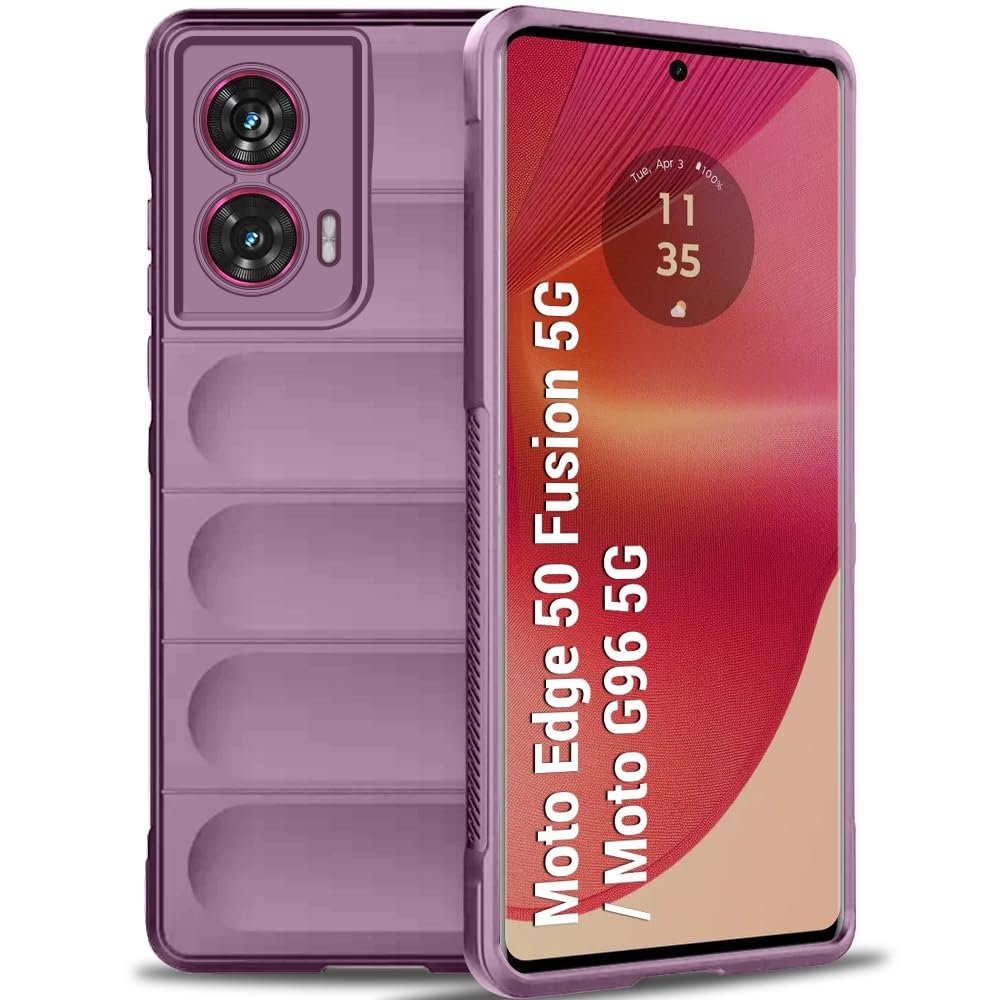 TheGiftKart Liquid Silicon Back Cover Case for Motorola Moto Edge 50 Fusion 5G / Moto G96 5G | Shockproof Military Grade Protection | Micro-Fibre Cloth On Inner Side | Anti-Slip Grip Case (TPU, Pink)