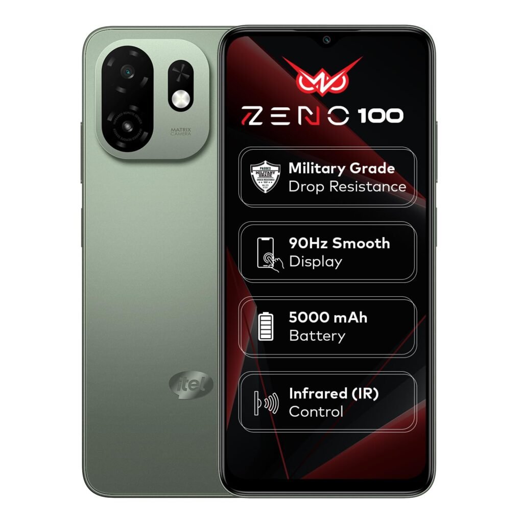 Zeno 100 (3+5GB RAM, 64GB ROM) | 5000mAh Battery with Type-C | 90Hz Display | Side Fingerprint | Military Grade Protection | Octa-Core Processor | Green