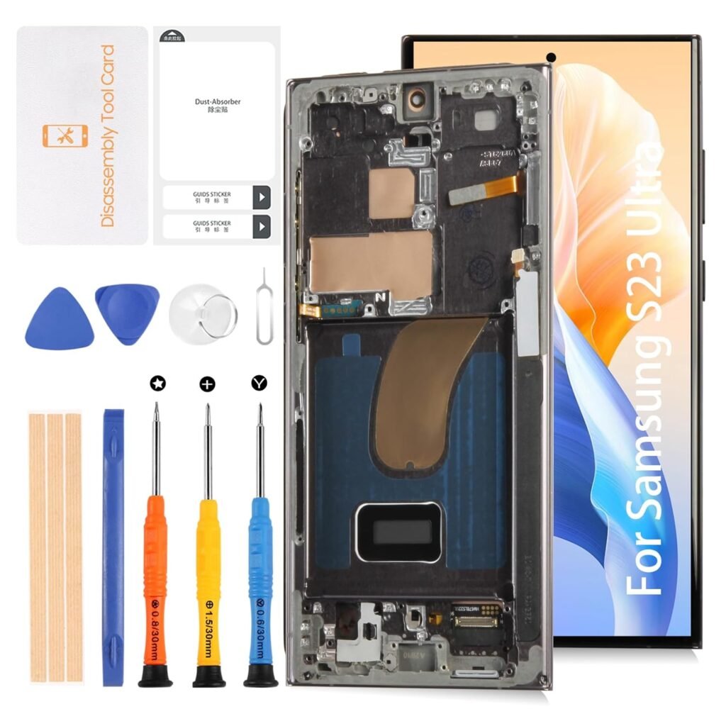 for Samsung Galaxy S23 Ultra 5G S918 6.78″ OLED LCD +Phantom Black Frame (Not OEM 6.8”) LCD Screen Display Replacement Touch Digitizer Assembly Kit S918B S918U S918W S918U1