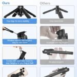 2025 Stainless Steel P15 MINI Magnetic Retractable Selfie Stick Tripod with Detachable Remote Size,3-in-1 Mini Phone Grip 2 Cold Shoe,10M/393.7” Wireless Shutter (P15 Magnetic Selfie Stick Black)