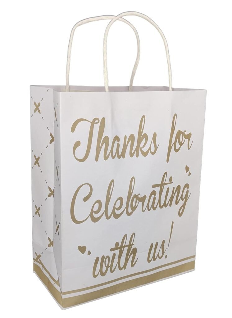 Arrow Paper Products Thank You Printed Paper Gift Bags for Return Gifts, Weddings, Birthday, Holiday Gifting & Presents, White, Pack of 10, Size 17.78 x 7.62 x 22.86 cm Arrow Paper Products Thank You Printed Paper Gift Bags for Return Gifts, Weddings, Birthday, Holiday Gifting & Presents, White, Pack of 10, Size 17.78 x 7.62 x 22.86 cm