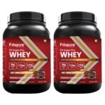 Fitspire Fit Super Pro Whey Protein- Double Rich Chocolate Flavour- Whey Protein Isolate and Concentrate Blend- 36 g Protein with Enzymes Probiotics for Digestion- Muscle Growth- Recovery- 2lbs pack