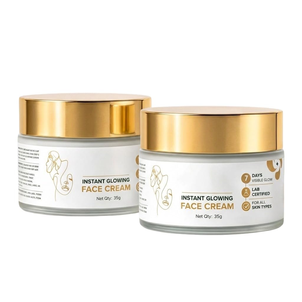 Instant Glowing Face Cream 35g Hydrating & Brightening Moisturizer Lightweight Daily Skin Care Suitable for All Skin Types Lab Certified Formula (Pack of 2) Instant Glowing Face Cream 35g Hydrating & Brightening Moisturizer Lightweight Daily Skin Care Suitable for All Skin Types Lab Certified Formula (Pack of 2)