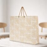 KOSY Paper Gift Bag for Gifting Eco Friendly Reusable Printed Paper Carry Bag with Elegant Golden Print Designer Pattern Durable Lightweight Large Size for Chocolates Jewelry Accessories Pack of 10