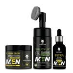 Men’s Skincare Combo – Salicylic Acid 2% Foaming Face Wash with Brush (100ml) + Ultra Glow Brightening Serum (30ml) + Face Scrub (100g) | Acne Control, Oil Control, Deep Cleansing & Skin Brightening | All Skin Types