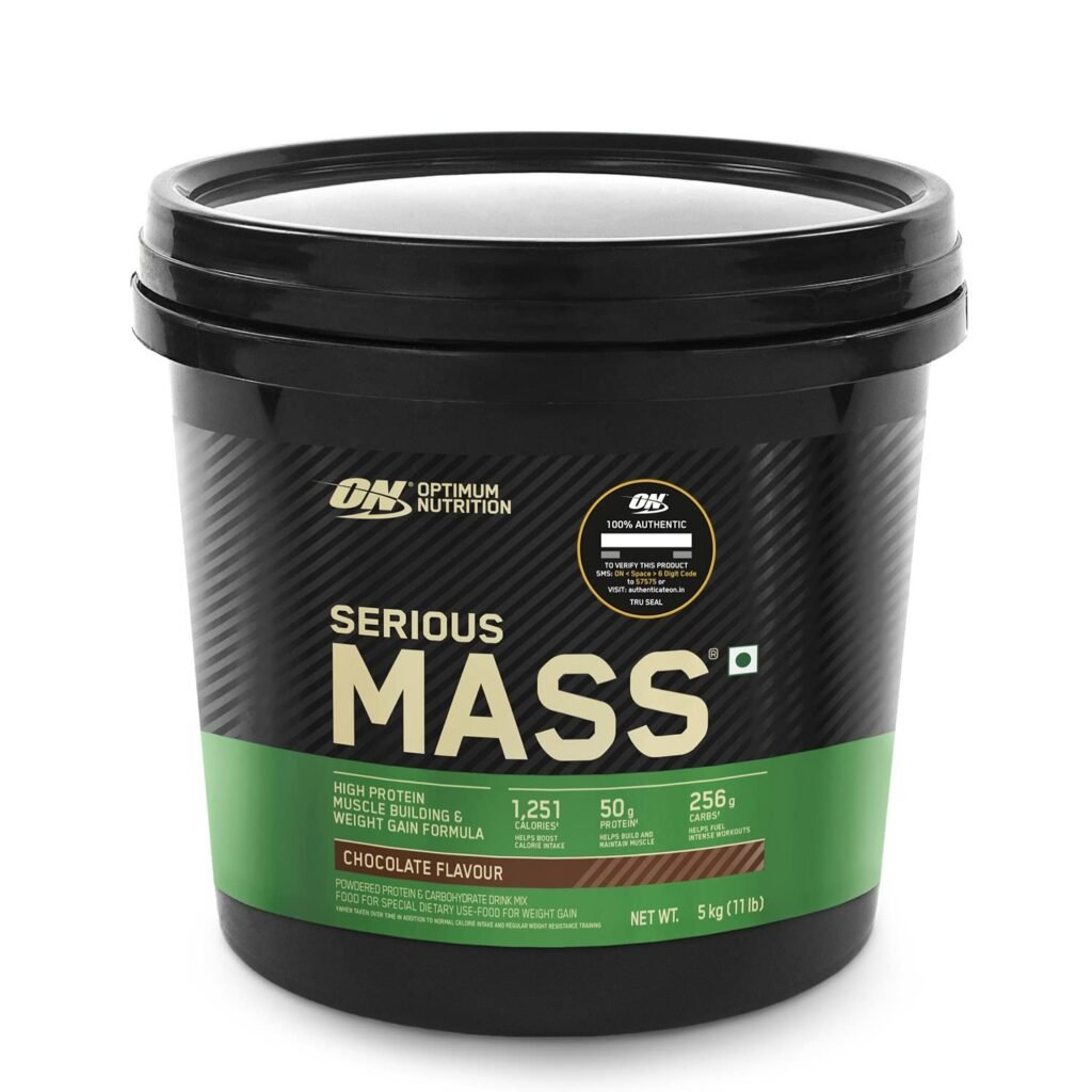 OPTIMUM NUTRITION (ON) Serious Mass Gainer powder (Veg) – Pack of 5 kg (Chocolate), Vitamins & Minerals, High Protein High Calorie Weight Gainer with 3gm Creatine