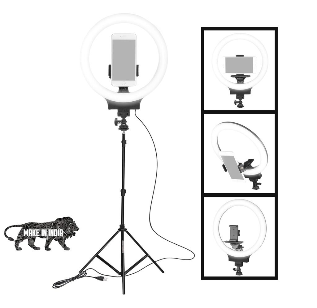 Osaka­® 10″ (25.4 cm) Professional LED Ring Light with Tripod Stand for Mobile Phones & Camera, 3 Color Temperature Mode Dimmable Lighting for Photo Shoot YouTube Video Shooting