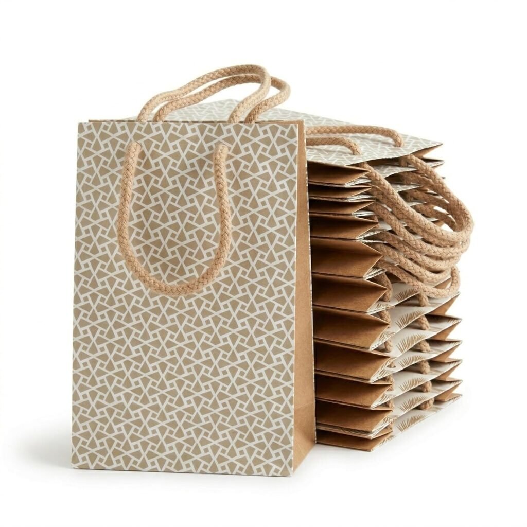Pack of 20 Mini Gift Paper Bags with Handles Assorted Designs 7.5×5 Inch Small Return Gift Bags for Jewelry Packaging Wedding Favors Boutique Bags