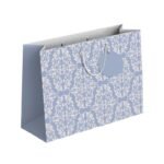 PaperPep Blue Beige Votive Pattern PrintGift Paper Bags | Small (9″X7″X4″ inches) | Attached gift tags, Ideal for Return Gifts, Weddings, Birthday & Celebrations | Pack of 3