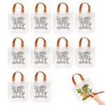 Party Propz Dinosaur Theme DIY Return Gift Bags for Kids Birthday – 10 Pcs, Diy Canvas Colouring Bags, Paper bags for gifting, Gift bags small size, Return gifts for birthday, Gift bag for kids