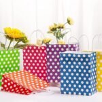 RanGit Bhumi Gift Bags- 30 pcs Polka Dots Small Paper Bags with Handles- Return Gifts Paper Carry Bag, Party Favor Goodie Treat Bag for Corporate event, Birthday, Wedding, Festivals (Small-Polka Dots, Pack of 30)
