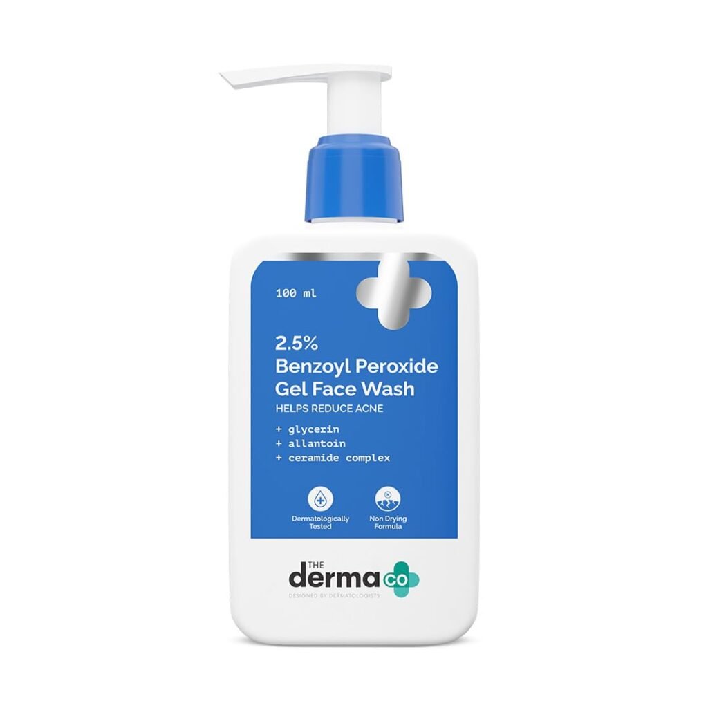 The Derma Co . 2.5% Benzoyl Peroxide Gel Face Wash|With Ceramide Complex & Glycerin|Treats Active Acne|Kills 99.9% Of Acne Bacteria|Non-Drying Formula|For Oily & Acne Prone Skin|For Unisex|100 Ml