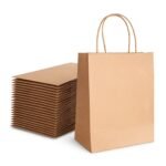 Aakriti Craft Paper Bags, Rakhi Gift Bags with Handles, Small Craft Shopping Bags in Bulk for Boutiques, Small Business, Retail Stores, Gifts & Merchandise (BROWN-25PCS, Mini: 8.5″ x 7″ x 3.5 Inches)