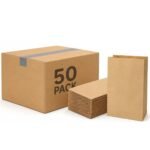 Aakriti Grocery Bags 7 x 4.5 x 11 Inches, 50pcs Heavy Duty Brown Kraft Paper Bags, Recyclable Durable Bags for Grocery, Gifts, Retail, Food Delivery