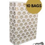 Arrow Paper Products Golden Lotus Design Paper Gift Bags for Gifting | Return Gifts | Weddings | Birthday & Holiday Presents (Size- 20.32 x 7.62 x 27.94 cm | Pack of 10)