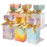 Birch & Co. Gift Packing Box – Box For Gift – Paper Favour Boxes For Baby Shower Return Gift – Multipurpose Paper Box For Wedding Party – Personalized Gifts, Pack Of 12 With Golden Strips