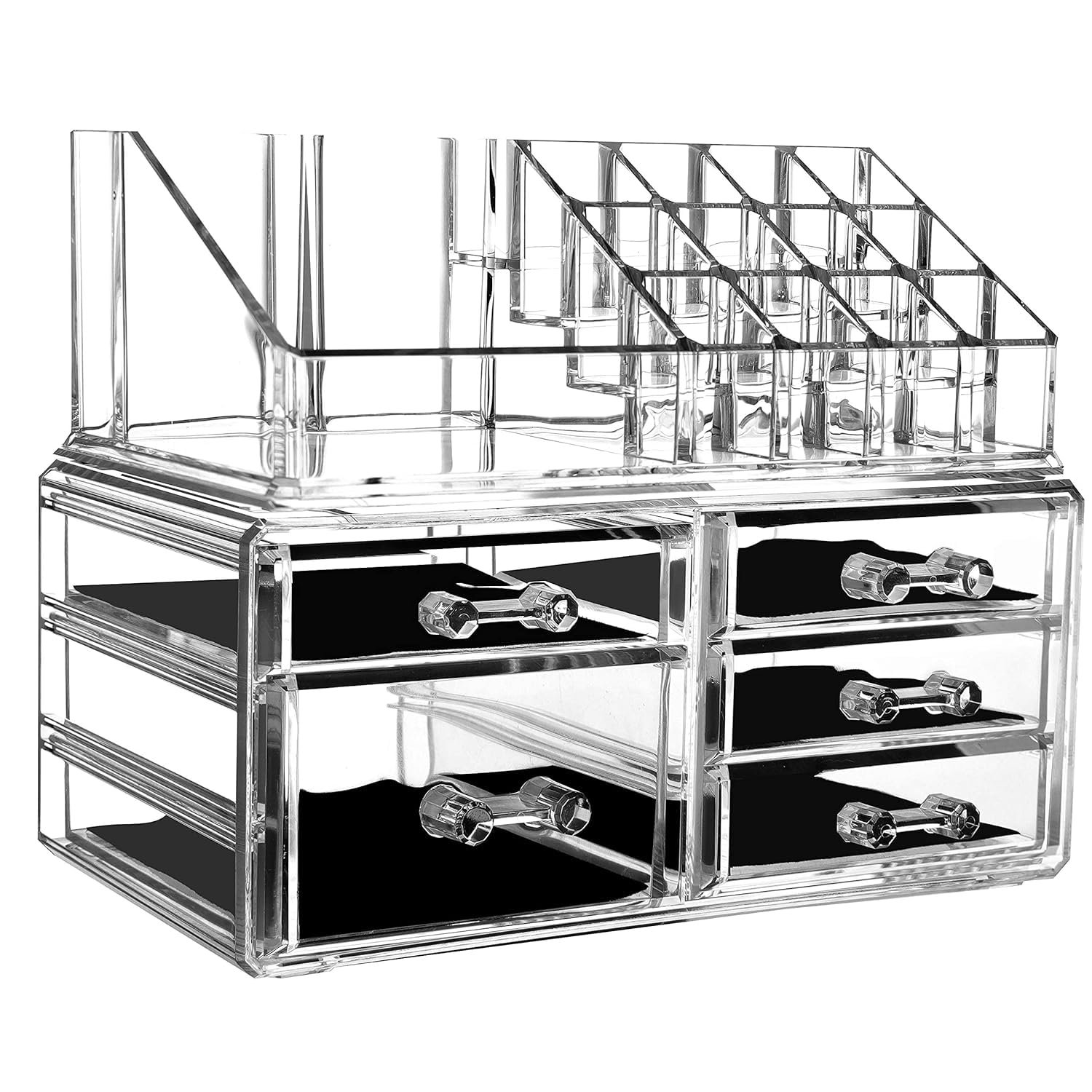 Clear Makeup Organizer for Bathroom, Stackable Cosmetics Storage with Drawers, Makeup and Skincare Organizer for Vanity Countertop