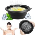 Collapsible Silicone Face Bowl for Ice Facial Ice Bath Cold Plunge Therapy Skin Tightening Acne Relief Portable Black Facial Ice Bowl for Home Spa and Skincare – Black