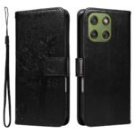 Compatible for Motorola Edge 70 5G Phone Case with Stand Cat Tree Pattern Leather Wallet Mobile Cover – Black
