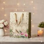 FONSIE paper bags || Luxury small gift bags (10 * 8 * 4 inches) gift bags for gifting in wedding, Diwali, baby shower, birthday, return gifts, goodies-Pack Of 5 (Peacock Green).