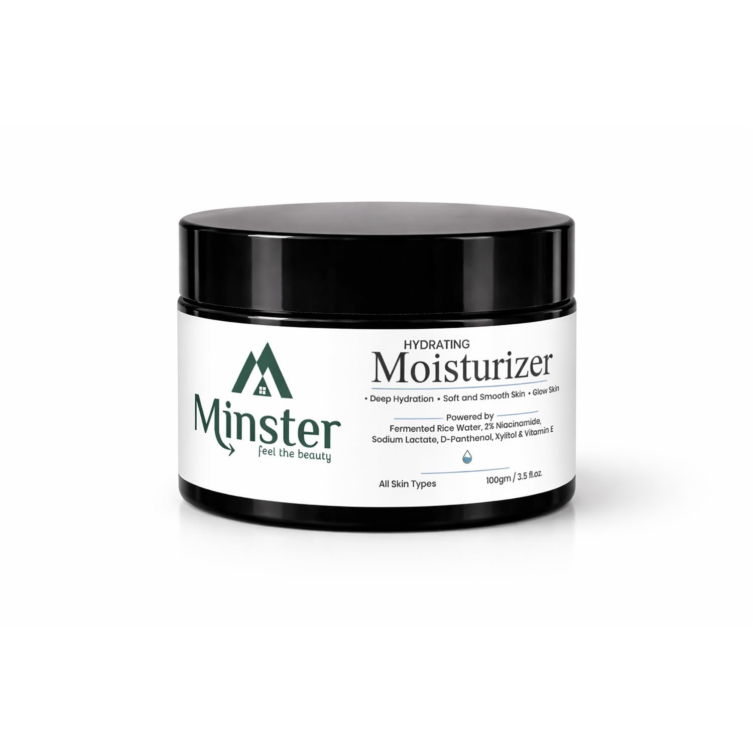 Fermented Korean Rice Water Hydrating Glow Moisturizer cream with 2% Niacinamide,D Panthenol, Xylitol & Vitamin E | Deep Hydration Skin Barrier Support | Lightweight Non Greasy Face Cream For All Skin Types Women, Men