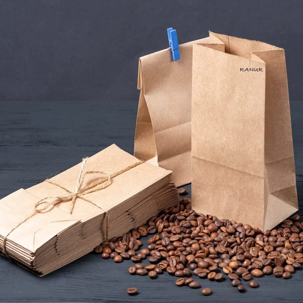 HETOPETO Brown Paper Bags, Kraft Paper Shopping Bags for Grocery and Retail 10x5x3 in 50 Pack of 50 (BROWN, 10x5x3= 50)