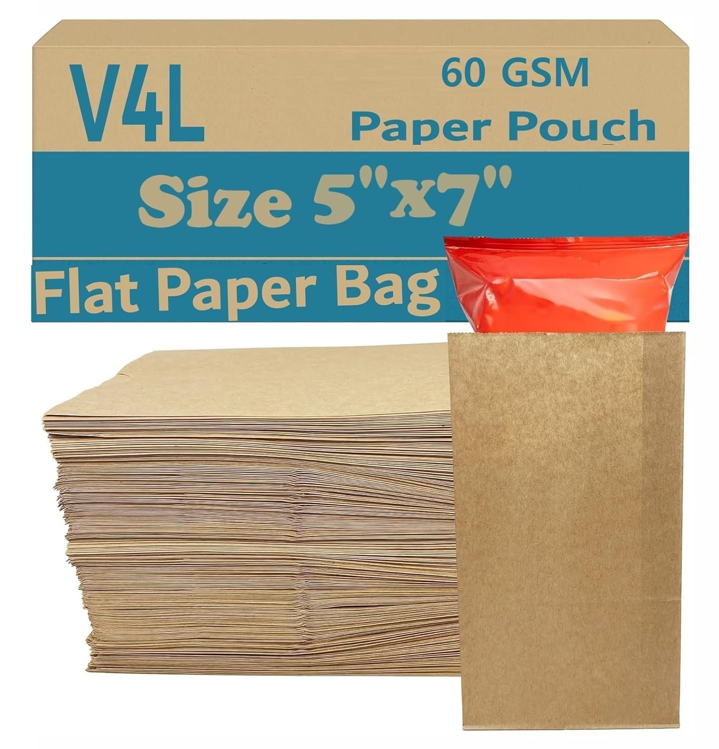M&M Paper Bags Kraft Paper Medicine Pouch Size 5X7 Inch Pack Of 100 – Brown