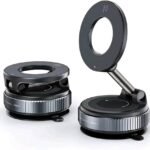 Magnetic Car Phone Holder, Dashboard Mount with Vacuum Suction Cup, 360° Rotation, Compatible with MagSafe, Black