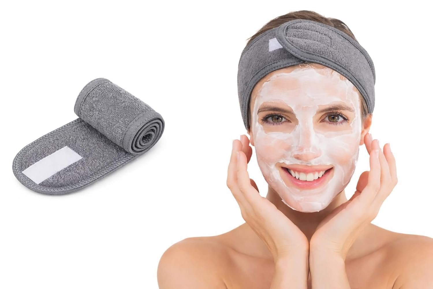 Makeup Hair Band for Women with Adjustable Velcro Closure – Soft Polycotton Face Wash Headband for Skincare, Spa, Facial, Salon & Cosmetic Use | Reusable Stretch Hair Wrap