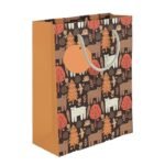 PaperPep Brown Autumn Jungle Print Gift Paper Bags | Small (9″X7″X4″ inches) | Attached gift tags, Ideal for Return Gifts, Weddings, Birthday & Celebrations | Pack of 3