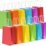 RanGit Bhumi Gift Bags- 6x8x4 inch 30 pcs Rainbow Colored Paper Bags with Handles, Durable Small Return Gifts Paper Carry Bag- Party Favor Goodie Bag for Birthday, Wedding, Festivals, Treats (Small-Fullcolor, Pack of 30)