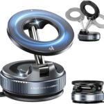 SEVAM 2025 Upgraded 360° Vacuum Magnetic Car Phone Holder Vacuum Suction Magna Ring Foldable Cell Holder for Car/Gym/Mirror/Smooth Surface Compatible with All Mobile (Black)