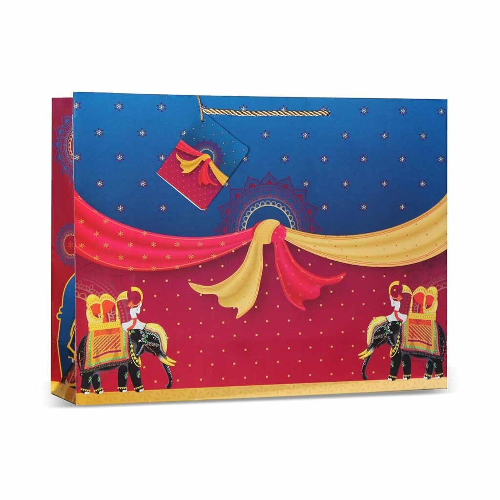 VESTTA -ELEGANCE REDEFINED Gift Paper Bag,Extra Large,17 (L) X 5 (B) X 13 (H) Inch,Bandhan,Dulha Dulhan,Barat Print For Weddings,Engagements,Bridal Showers,Anniversaries – Blue,Red,10 Count VESTTA -ELEGANCE REDEFINED Gift Paper Bag,Extra Large,17 (L) X 5 (B) X 13 (H) Inch,Bandhan,Dulha Dulhan,Barat Print For Weddings,Engagements,Bridal Showers,Anniversaries – Blue,Red,10 Count