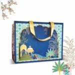 VESTTA -ELEGANCE REDEFINED Paper Gift Bags, Large,13 (L) X 5.5 (B) X10 (H) Inches, Arabic Vintage Print, Gloss Finish, Gold Stamping, Pack Of 5, For All Celebrations, With Tags-Premium Collection (5)