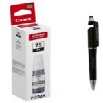 Value Pack Combo OG 75 Black Original Ink Bottle for Canon Selected Printer with 3in1 Multi-Function Creative Mobile Phone Stand, Stylus Pen, Ballpoint Pen (Very Colors) GI 75 Gi-75 Gi75