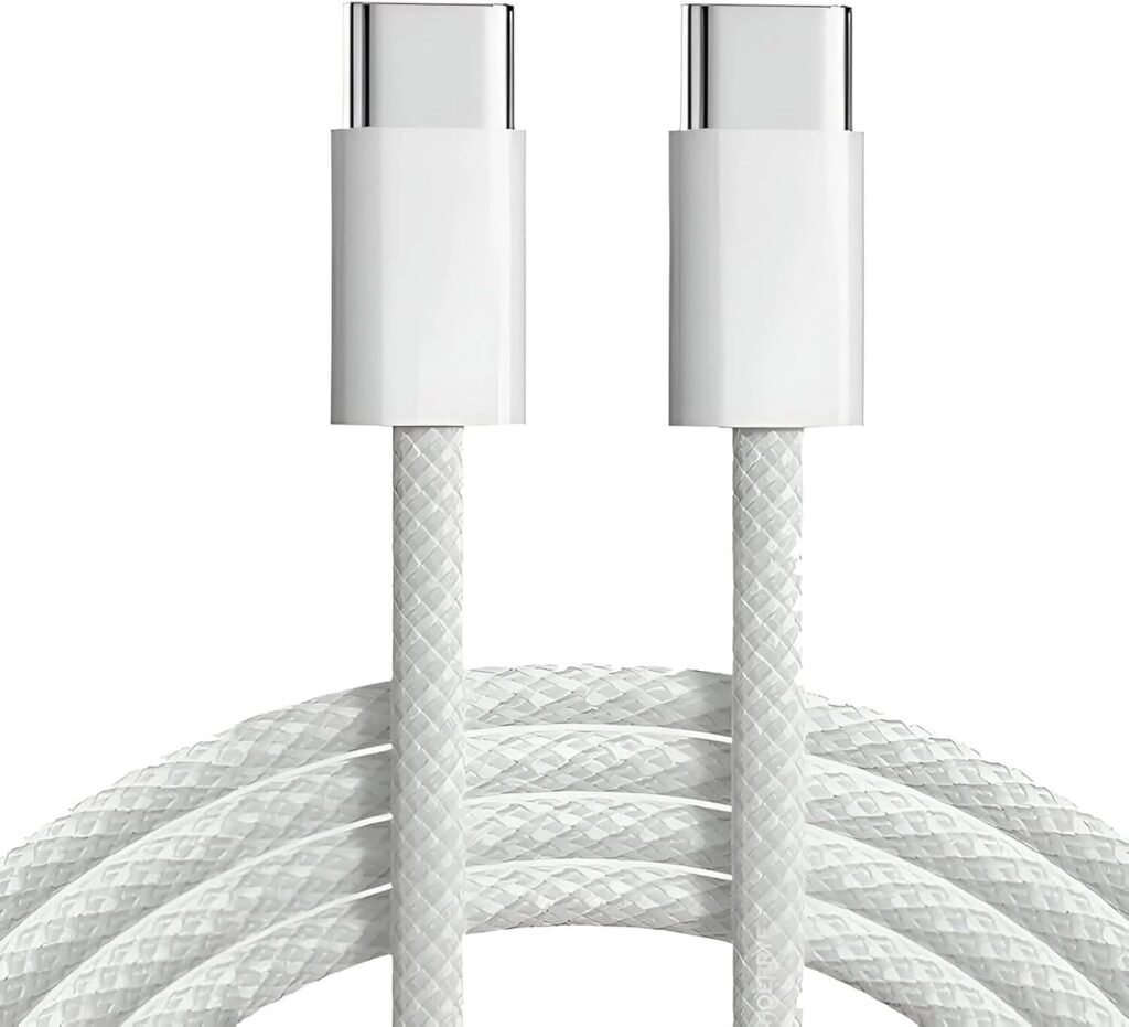 100W USB C to C Cable, White, 1M | MFi Certified, Fast Charging PD, Compatible iPhone 15/14/13/12/11/X/8 100W USB C to C Cable, White, 1M | MFi Certified, Fast Charging PD, Compatible iPhone 15/14/13/12/11/X/8