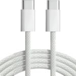 100W USB C to C Cable, White, 1M | MFi Certified, Fast Charging PD, Compatible iPhone 15/14/13/12/11/X/8 100W USB C to C Cable, White, 1M | MFi Certified, Fast Charging PD, Compatible iPhone 15/14/13/12/11/X/8
