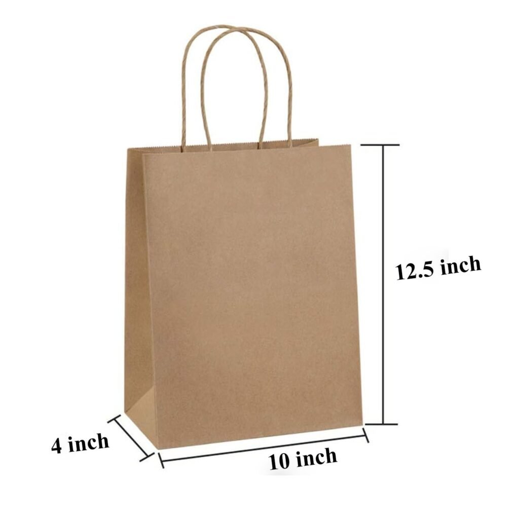 Aakriti Brown Kraft Paper Gift Bags with Handles | Medium Size Reusable Shopping, Grocery, Merchandise, Retail, Party & Wedding Favor Bags | Eco-Friendly Packaging for Gifts, Events & Daily Use | 10″x4″x12.5″ (Pack of 10) Aakriti Brown Kraft Paper Gift Bags with Handles | Medium Size Reusable Shopping, Grocery, Merchandise, Retail, Party & Wedding Favor Bags | Eco-Friendly Packaging for Gifts, Events & Daily Use | 10″x4″x12.5″ (Pack of 10)