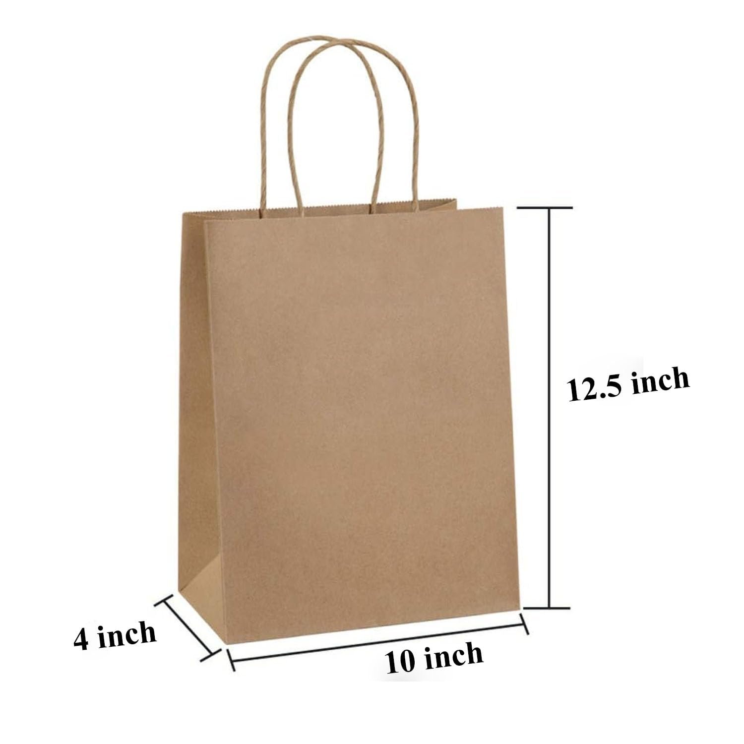 Aakriti Brown Kraft Paper Gift Bags with Handles | Medium Size Reusable Shopping, Grocery, Merchandise, Retail, Party & Wedding Favor Bags | Eco-Friendly Packaging for Gifts, Events & Daily Use | 10″x4″x12.5″ (Pack of 10)