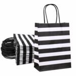 Aakriti Paper Gift Bags with Handles – Black & White Striped Design, Perfect for Party Favors, Return Gifts & Retail Packaging, Medium 10 x 4 x 12 Inches (L x W x H), Pack of 50 Aakriti Paper Gift Bags with Handles – Black & White Striped Design, Perfect for Party Favors, Return Gifts & Retail Packaging, Medium 10 x 4 x 12 Inches (L x W x H), Pack of 50