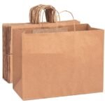 Amit Marketing Kraft Paper Bag with Handle I Large Brown Paper Gift Bags (15X4.5X12 Inch) for Return Gifts, Wedding, Birthday, Party Favours, Shopping, Retail, Grocery, Craft & Business Use – 10 Pcs