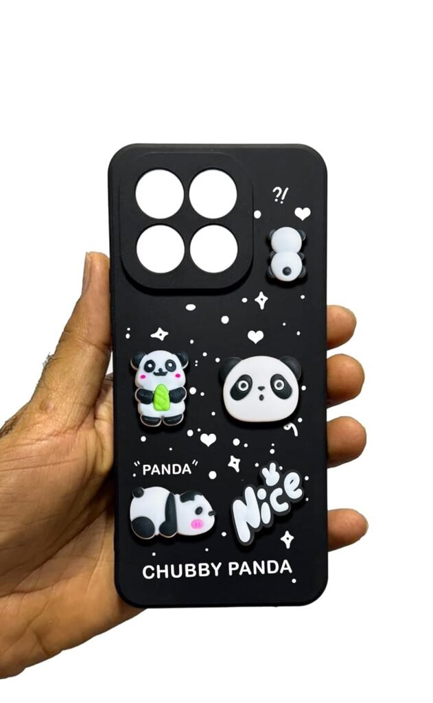 Back Case Cover Compatible for Honor X6C| Panda Silicone Case | Camera Protection | Body Protection | Shock Proof | Color Black