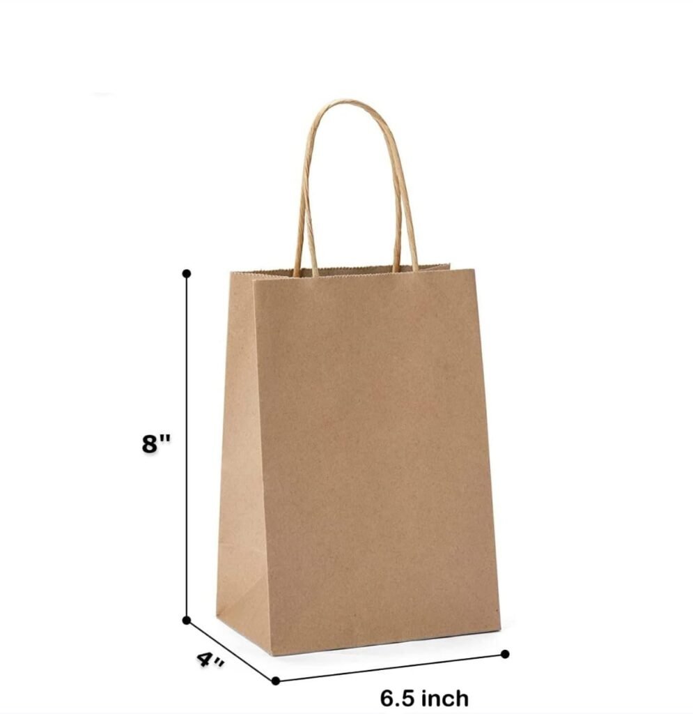 BagsByKilo Kraft Paper Gift Bags with Handles (25 Pack) | 8x6x4 Inch Brown Paper Bags for Wedding Return Gifts, Party Favor, Shopping & Grocery Use | Eco-Friendly & Reusable BagsByKilo Kraft Paper Gift Bags with Handles (25 Pack) | 8x6x4 Inch Brown Paper Bags for Wedding Return Gifts, Party Favor, Shopping & Grocery Use | Eco-Friendly & Reusable