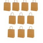 FROTOCITY STORE Brown Grocery Bags with Flat Bottom | Eco-Friendly Recyclable Shopping Bags | Kraft Paper Lunch Bags for Groceries, Retail, Takeout, Food (9 * 12 * 3 inch, Pack of 10)
